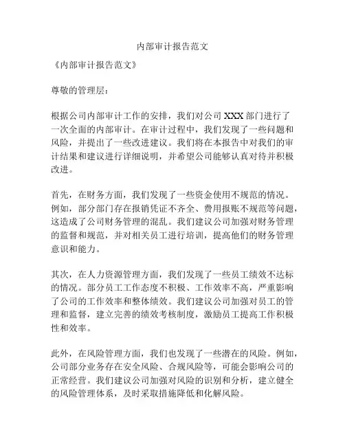 内部审计报告范文