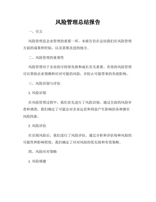 风险管理总结报告