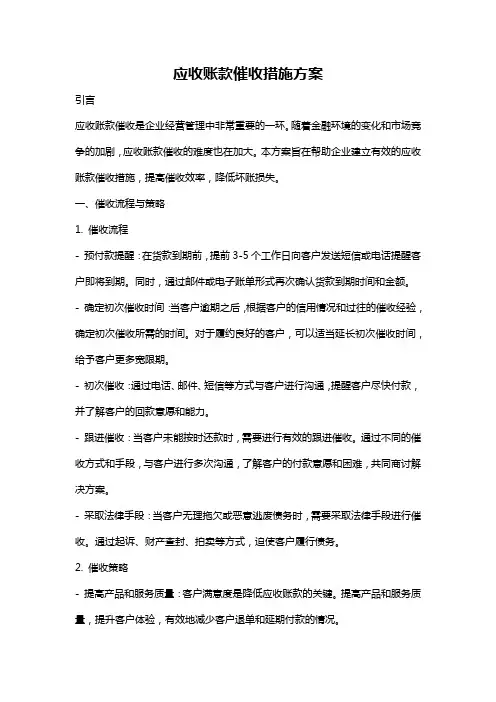 应收账款催收措施方案