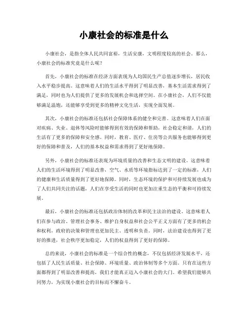 小康社会的标准是什么
