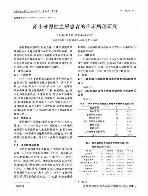 肾小球源性血尿患者的临床病理研究