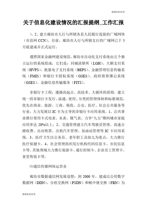 信息化建设情况的汇报提纲工作汇报.doc