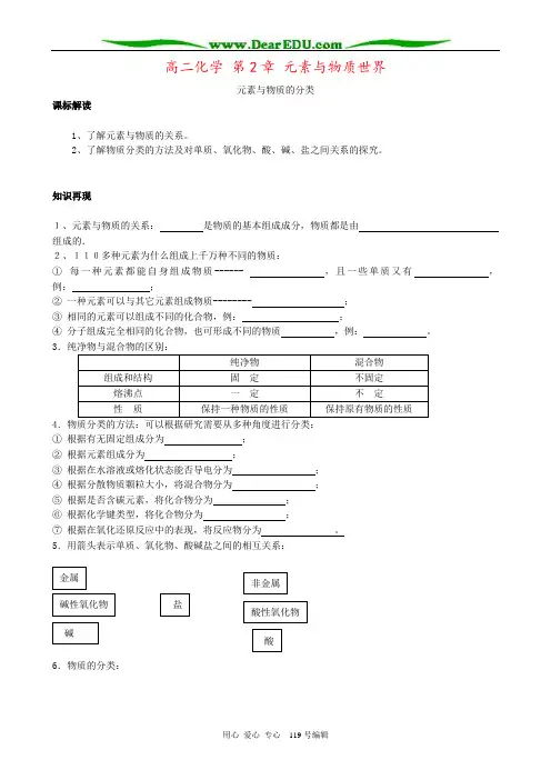 高二化学 第2章 元素与物质世界