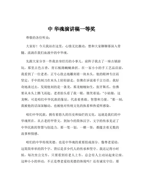 中 华魂演讲稿一等奖
