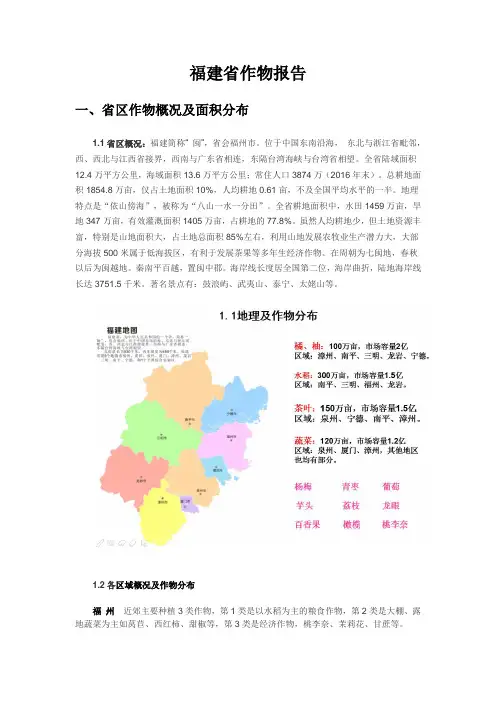 福建省核心作物概况