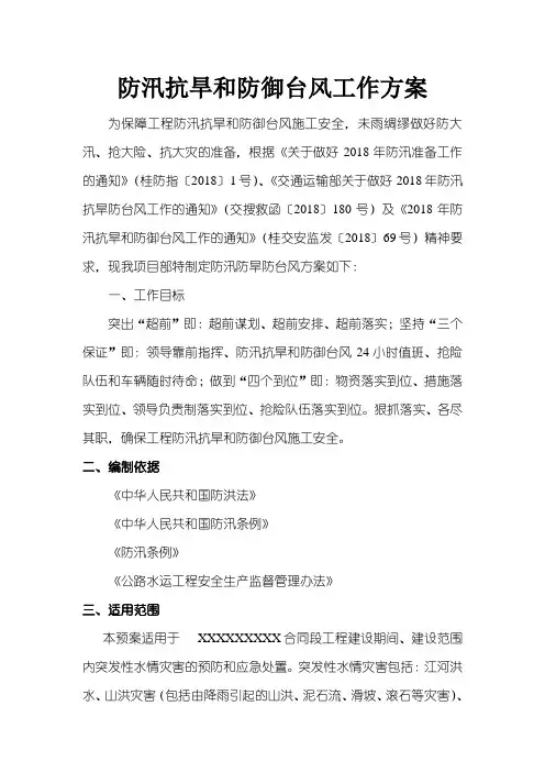 防汛抗旱和防御台风工作方案
