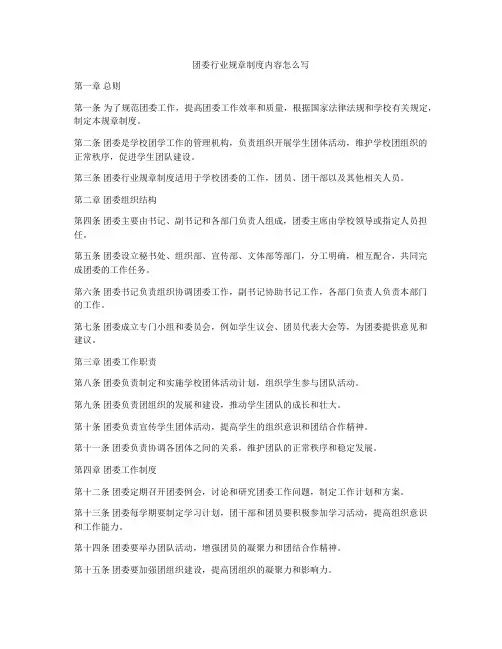 团委行业规章制度内容怎么写