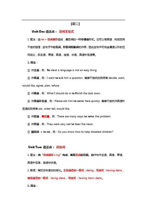 广州初二英语下册各单元语法知识点汇总