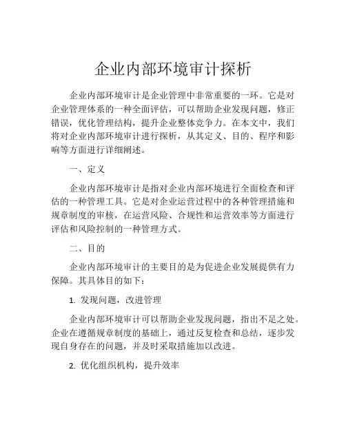 企业内部环境审计探析