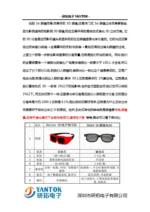 快门式3D眼镜与通用所有影城电影院3d眼镜,哪种三D眼睛效果好,解答收藏
