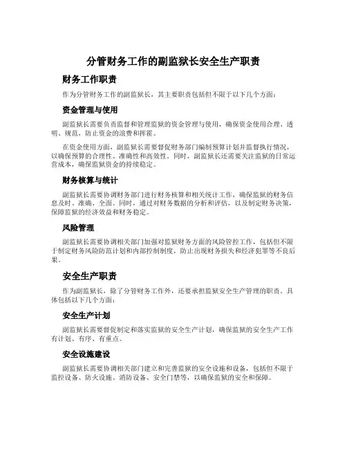 分管财务工作的副监狱长安全生产职责