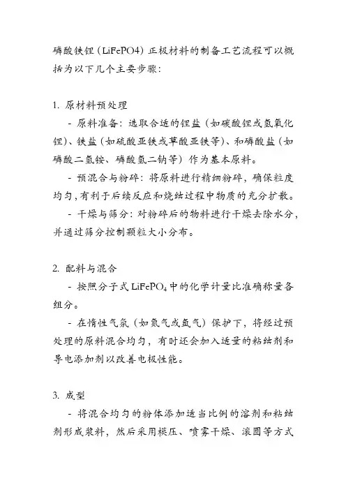磷酸铁锂正极材料 工艺流程