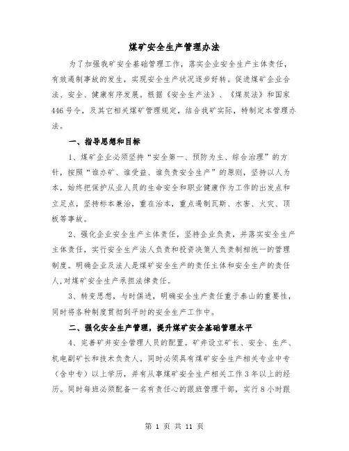 煤矿安全生产管理办法（二篇）