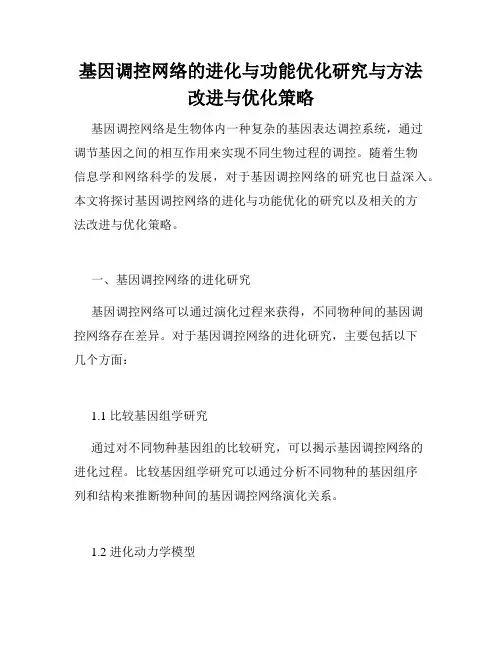 基因调控网络的进化与功能优化研究与方法改进与优化策略