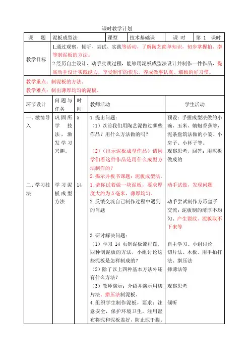 1泥板成型法