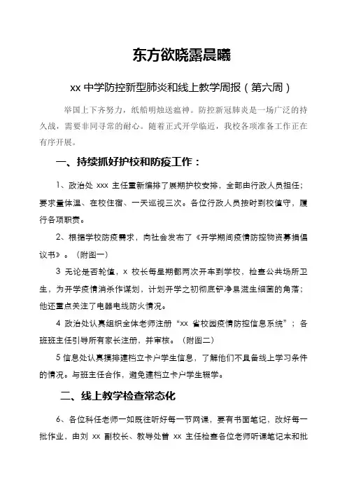 防控新冠肺炎暨开展线上教学工作汇报