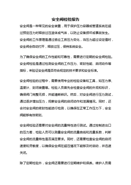 安全阀检验报告