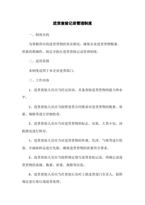 进货查验记录管理制度