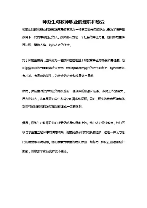 师范生对教师职业的理解和感受