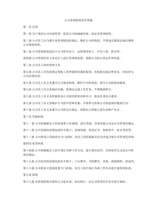 公司管理制度奖罚草稿
