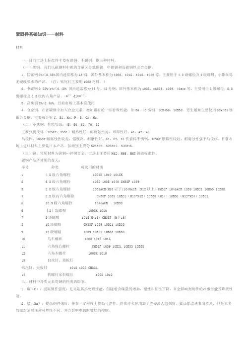 紧固件基础知识——抗拉强度以及屈服