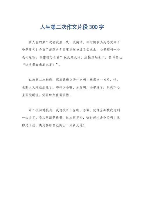 人生第二次作文片段300字