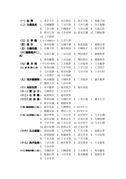 42式太极拳套路分解