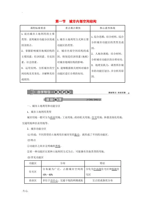 高中地理 第二章 城市与城市化 第一节 城市内部空间结构教案 新人教版必修2-新人教版高一必修2地理