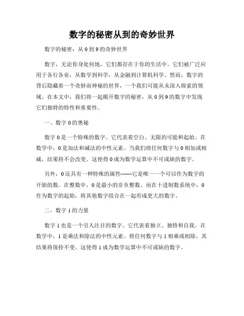 数字的秘密从到的奇妙世界