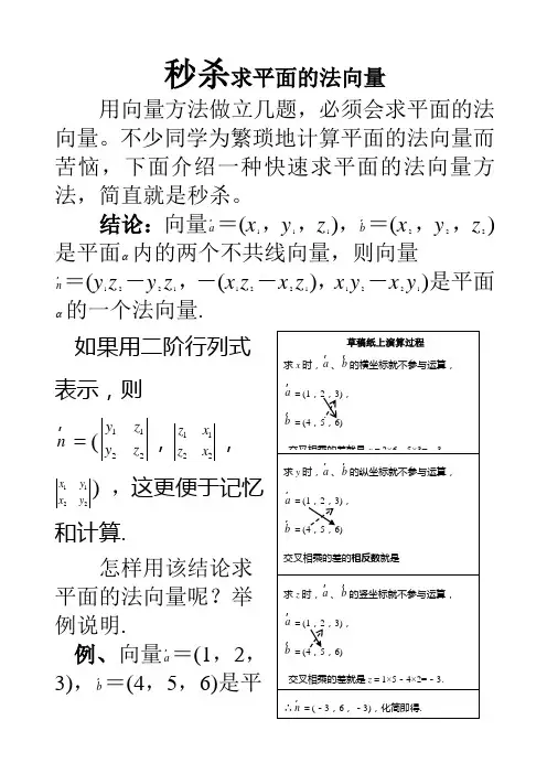 秒杀求平面的法向量