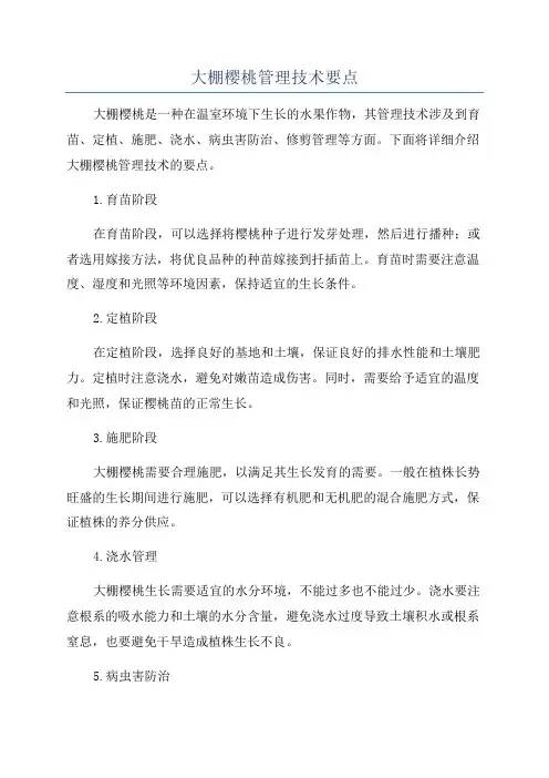 大棚樱桃管理技术要点