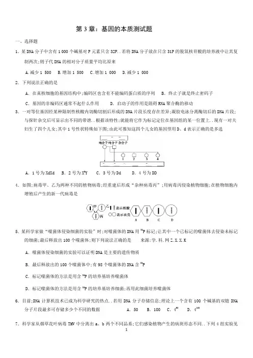 高中生物必修二第三章测试题