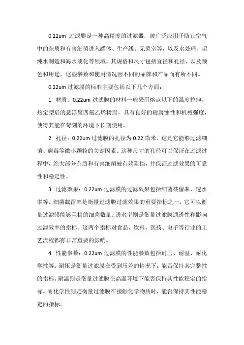 0.22um过滤膜 标准