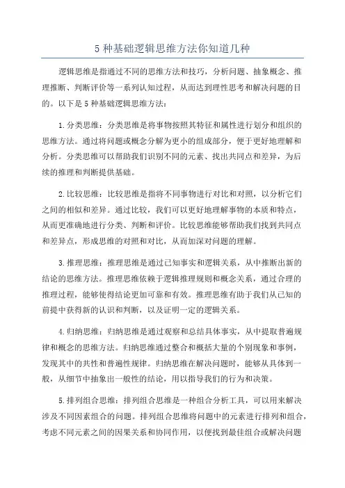 5种基础逻辑思维方法你知道几种