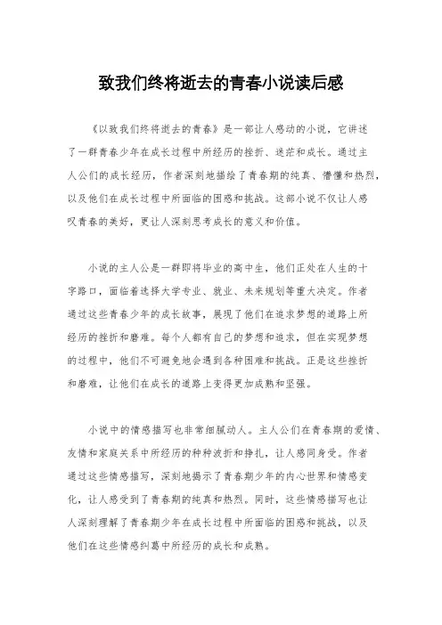 致我们终将逝去的青春小说读后感