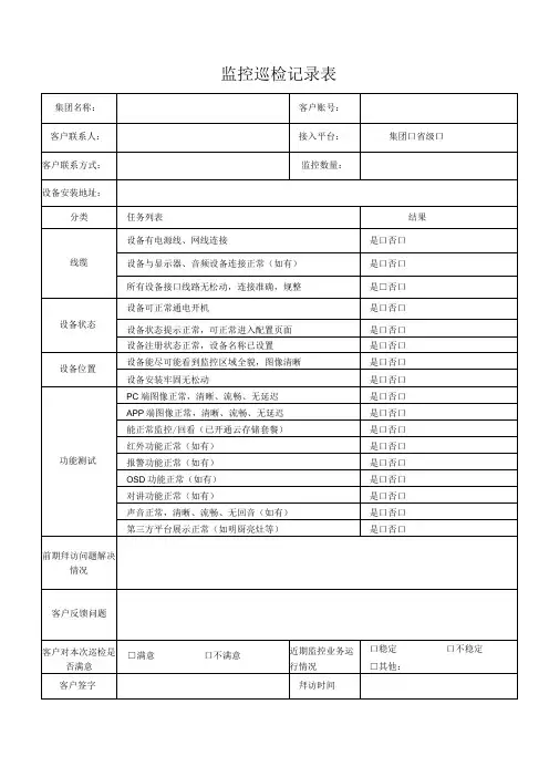 监控巡检记录表