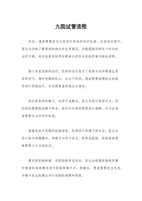 九院试管流程
