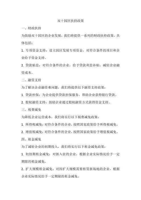 双十园区扶持政策