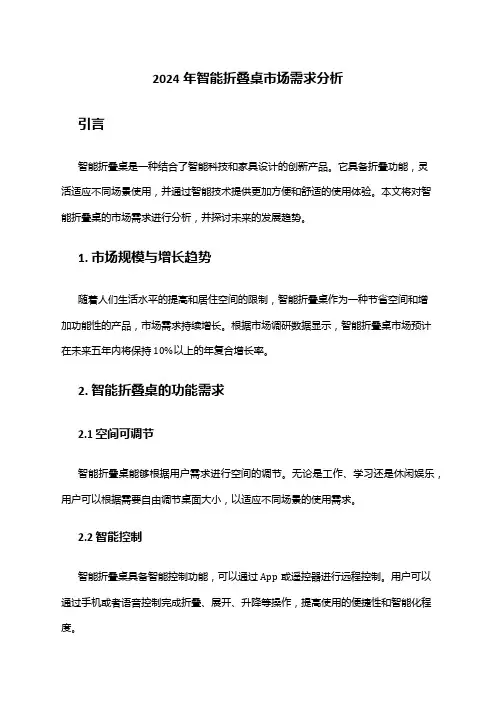 2024年智能折叠桌市场需求分析