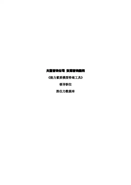 大型咨询公司《能力素质模型咨询工具》胜任力数据库.doc
