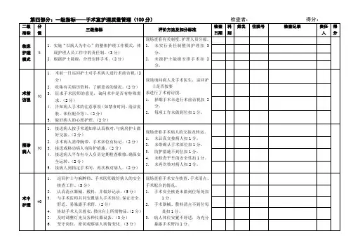 医院手术室护理质量自查表
