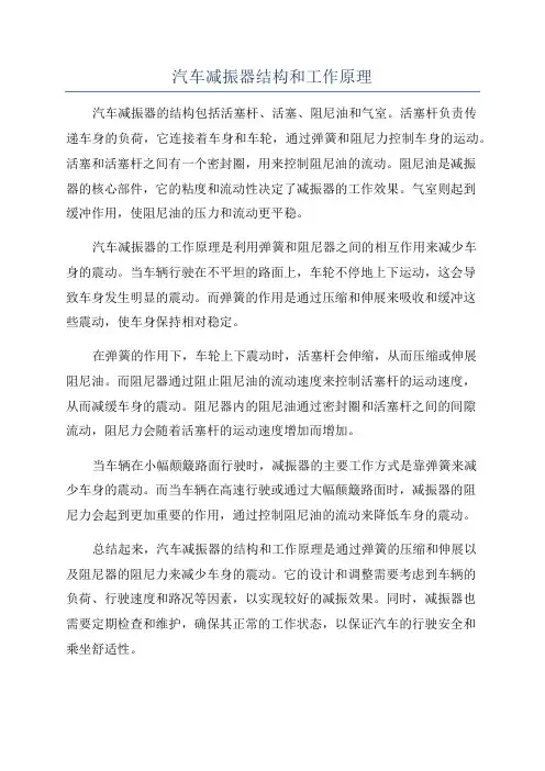 汽车减振器结构和工作原理