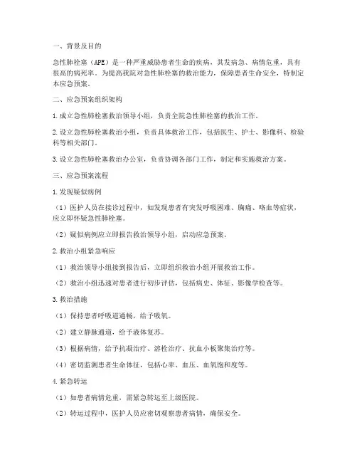 肺血栓应急预案