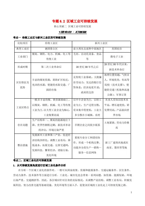 高考地理考前抓大分 专题6.2 区域工业可持续发展