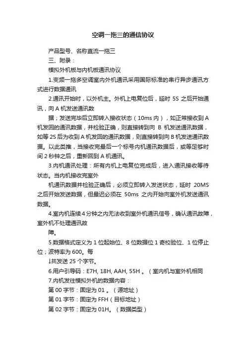 空调一拖三的通信协议