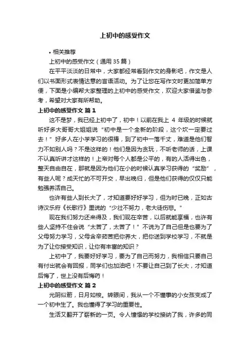 上初中的感受作文