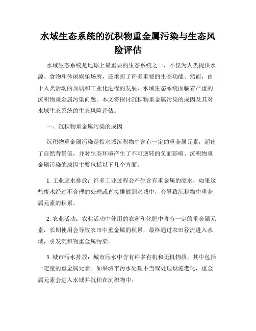 水域生态系统的沉积物重金属污染与生态风险评估