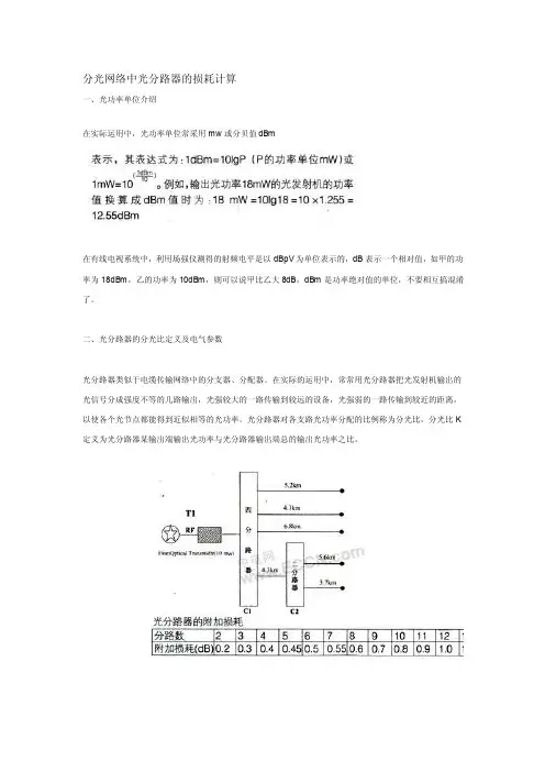 光分路器的损耗计算[整理]