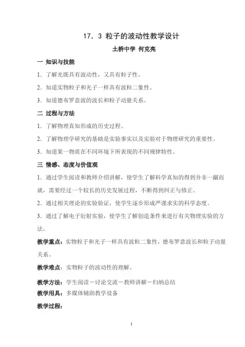 粒子的波动性教学设计