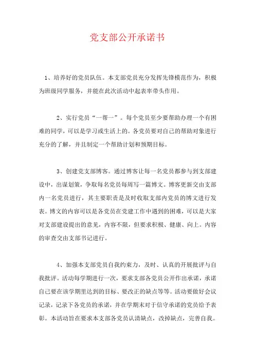 党支部公开承诺书